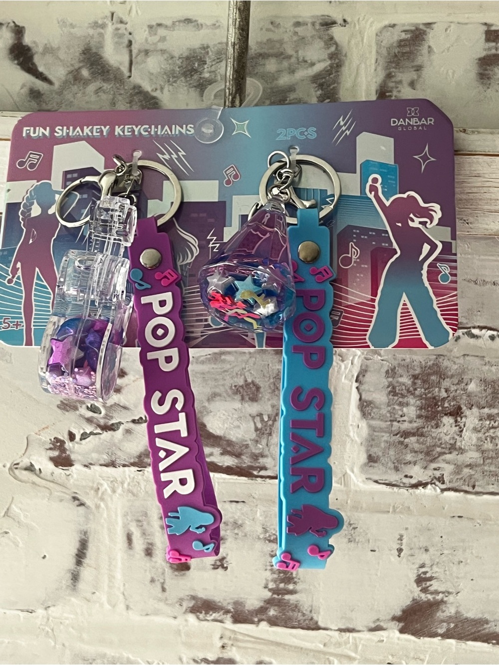 TIKTOK Party Keychain Set - Purple & Blue glitter shaker charm set of 2